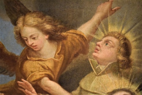 Saints in Glory - Roman school of 17th century - Paintings & Drawings Style Louis XIV